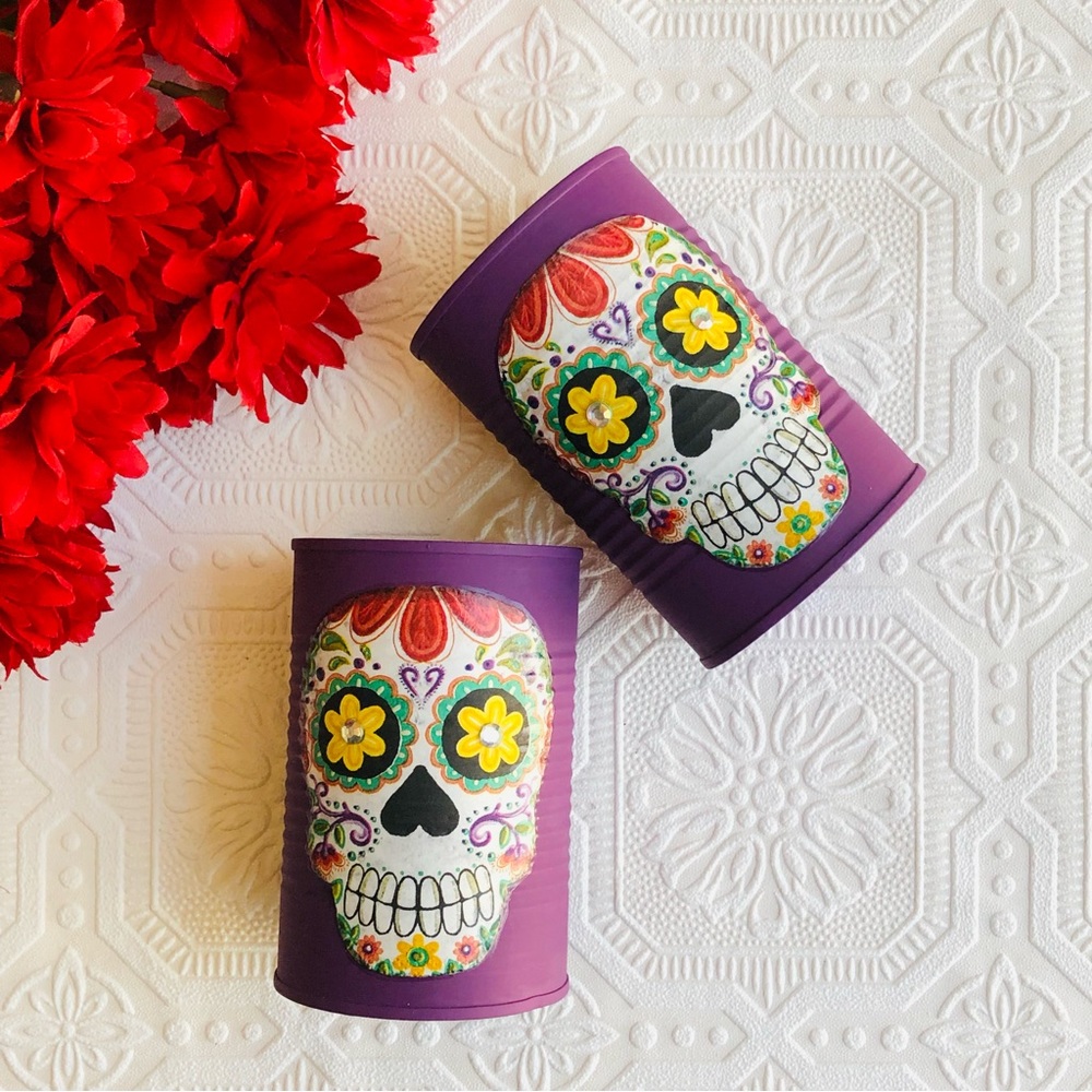 Day of The Dead Decoupage Tin Can Decor